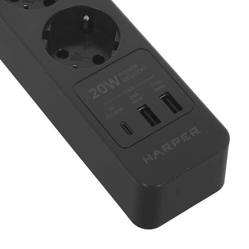 Купить Сетевой фильтр Harper UCH-430 черный  5362775. Характеристики, отзывы и цены в Донецке