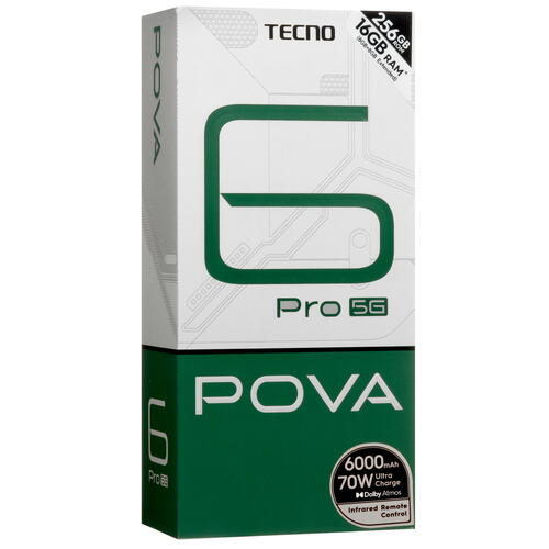 Купить 6.8" Смартфон Tecno POVA 6 Pro 5G 256 ГБ зеленый  5447774. Характеристики, отзывы и цены в Донецке