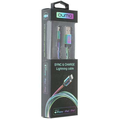 Купить Кабель круглый QUMO Lightning 8-pin MFI - USB 2.0 Type-A разноцветный 1 м  1307426. Характеристики, отзывы и цены в Донецке