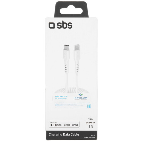 Купить Кабель витой SBS Lightning 8-pin MFI - USB Type-C белый 1 м  5471842. Характеристики, отзывы и цены в Донецке