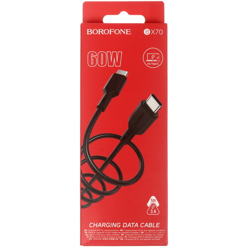 Купить Кабель круглый Borofone USB Type-C - USB Type-C черный 1 м  5474989. Характеристики, отзывы и цены в Донецке
