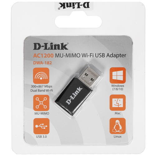 Купить Wi-Fi адаптер D-Link DWA-182/RU/E1A  8167530. Характеристики, отзывы и цены в Донецке