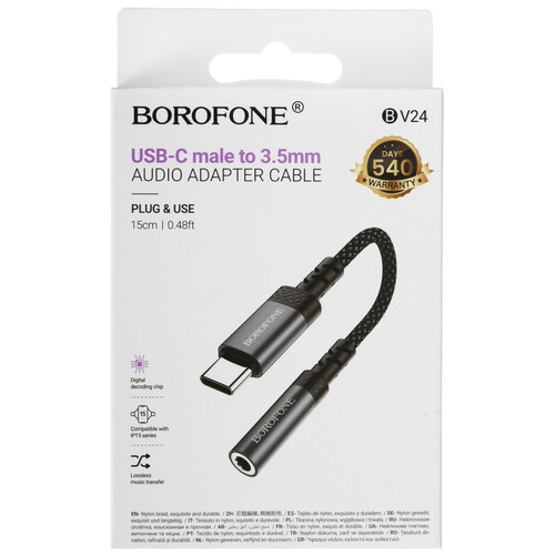 Купить Кабель   Borofone USB Type-C - jack 3.5 мм серый  5635755. Характеристики, отзывы и цены в Донецке