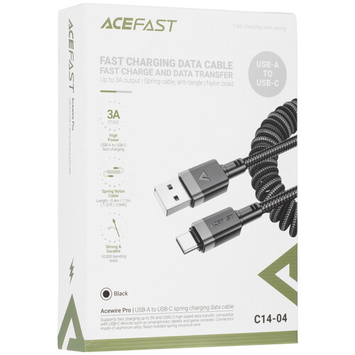 Купить Кабель витой ACEFAST USB Type-C - USB 2.0 Type-A черный 1.2 м  9258679. Характеристики, отзывы и цены в Донецке