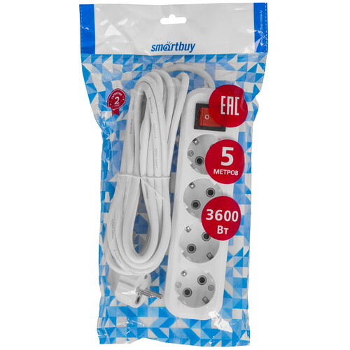 Купить Удлинитель Smartbuy SBE-16-4-05-ZS белый  9192938. Характеристики, отзывы и цены в Донецке