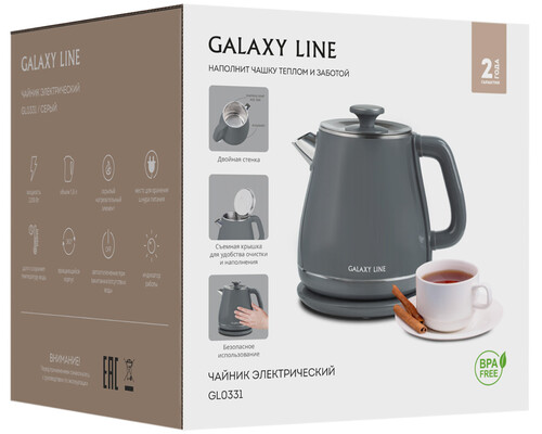 Купить Электрочайник Galaxy Line GL 0331 серый  9129732. Характеристики, отзывы и цены в Донецке