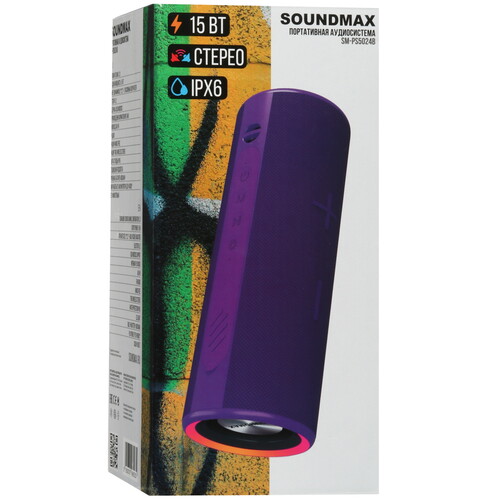 Купить Портативная колонка Soundmax SM-PS5024B, фиолетовый  5466948. Характеристики, отзывы и цены в Донецке