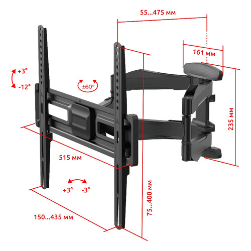 Купить Кронштейн для ТВ UNITEKI SNM1771 черный  9298816. Характеристики, отзывы и цены в Донецке