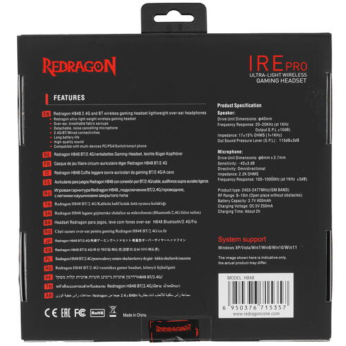 Купить Беспроводные наушники Redragon Ire Pro черный 2024  5463200. Характеристики, отзывы и цены в Донецке