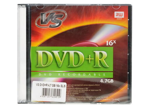 Купить DVD-диск VS DVD+R, 4.7 ГБ, Slim Case, 16x, 1 шт  0118250. Характеристики, отзывы и цены в Донецке