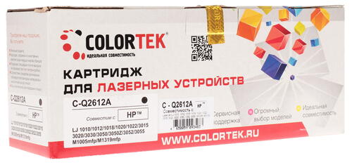 Купить Картридж лазерный Colortek Q2612A черный  1076224. Характеристики, отзывы и цены в Донецке