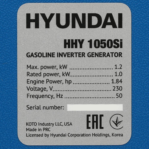 Купить Электрогенератор   бензиновый Hyundai HHY 1050Si  9904902. Характеристики, отзывы и цены в Донецке