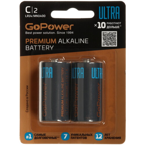 Купить Батарейка GoPower ULTRA C (LR14/ER26500/R14)  5495369. Характеристики, отзывы и цены в Донецке