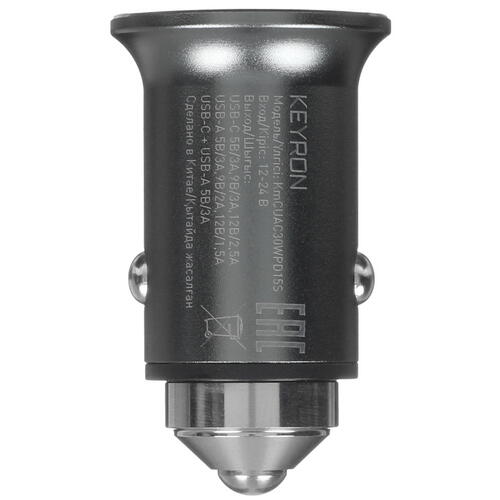 Купить Автомобильное ЗУ KEYRON KmCUAC30WPD15S серый  5420340. Характеристики, отзывы и цены в Донецке