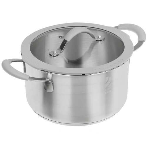 Купить Кастрюля OneTwo Sapphire O3SC35 3.5 л 20 см серебристый  9204347. Характеристики, отзывы и цены в Донецке