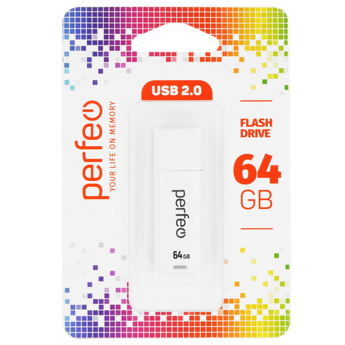 Купить Память USB Flash 64 ГБ Perfeo C04 [PF-C04W064]  9209068. Характеристики, отзывы и цены в Донецке