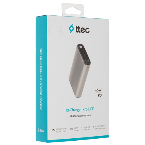 Купить Портативный аккумулятор TTEC ReCharger Pro LCD серый  9202697. Характеристики, отзывы и цены в Донецке