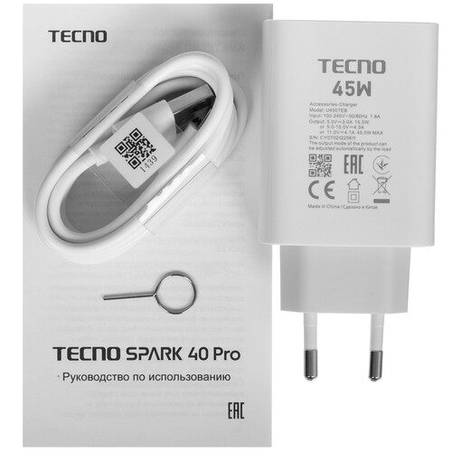 Купить 6.78" Смартфон Tecno SPARK 40 Pro 128 ГБ голубой  5633205. Характеристики, отзывы и цены в Донецке