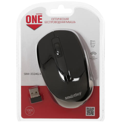 Купить Мышь беспроводная Smartbuy ONE SBM-332AG-K  черный  4763113. Характеристики, отзывы и цены в Донецке
