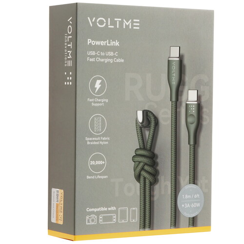 Купить Кабель круглый VOLTME USB Type-C - USB Type-C зеленый 1.8 м  9210958. Характеристики, отзывы и цены в Донецке