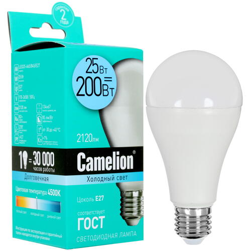 Купить Лампа светодиодная Camelion LED E27/A65/25w/845  1357646. Характеристики, отзывы и цены в Донецке