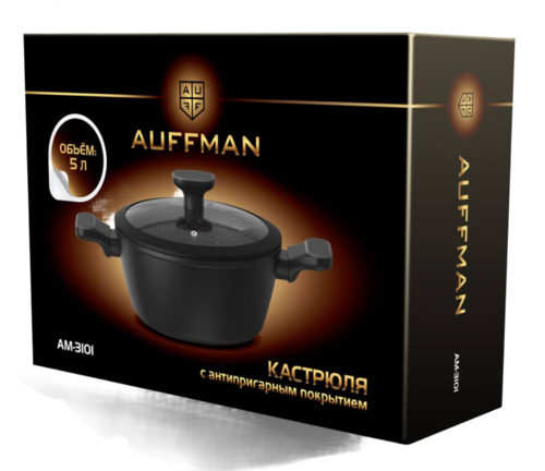Купить Кастрюля Auffman AM-3101 5 л 26 см черный  9165396. Характеристики, отзывы и цены в Донецке