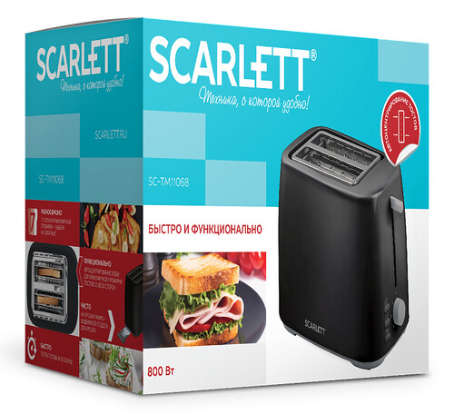 Купить Тостер SCARLETT SC-TM11068 черный  9240138. Характеристики, отзывы и цены в Донецке