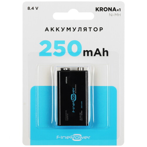 Купить Аккумулятор Finepower Крона 250 мА*ч  5410545. Характеристики, отзывы и цены в Донецке