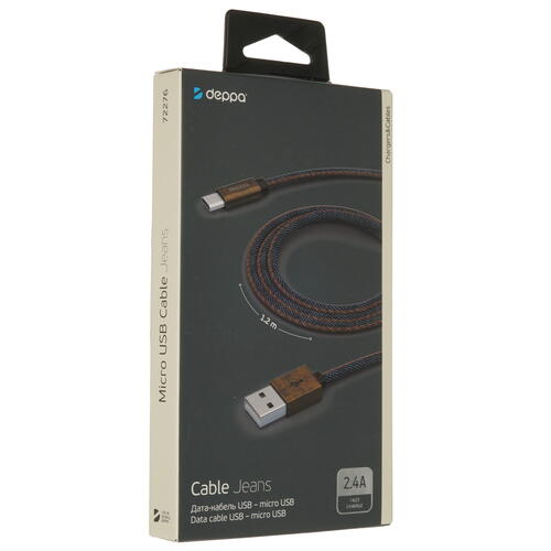 Купить Кабель круглый DEPPA micro USB - USB 2.0 Type-A синий 1.2 м  4826652. Характеристики, отзывы и цены в Донецке