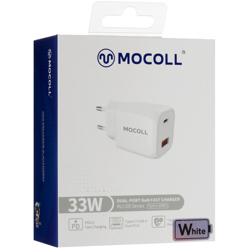 Купить Сетевое зарядное устройство MOCOLL RUI III Series 33W белый  5470420. Характеристики, отзывы и цены в Донецке