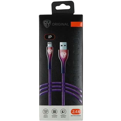 Купить Кабель круглый BY Lightning 8-pin - USB 2.0 Type-A фиолетовый 1 м  5482112. Характеристики, отзывы и цены в Донецке