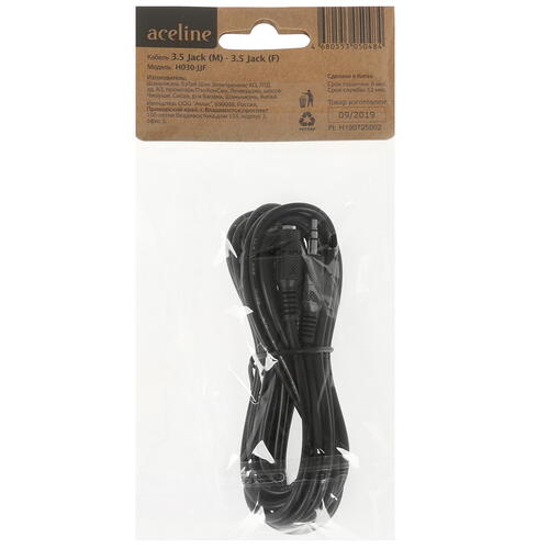 Купить Кабель   Aceline 3.5 mm jack - 3.5 mm jack черный  1380488. Характеристики, отзывы и цены в Донецке