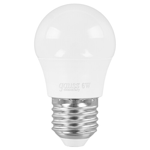 Купить Лампа светодиодная Gauss Elementary Шар 6W 470lm 6500K Е27 LED 1/10/100  9109814. Характеристики, отзывы и цены в Донецке