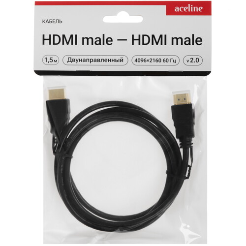 Купить Кабель  Aceline HDMI - HDMI, 1.5 м  9143447. Характеристики, отзывы и цены в Донецке