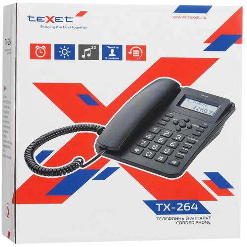 Купить Телефон проводной teXet TX-264  9045098. Характеристики, отзывы и цены в Донецке