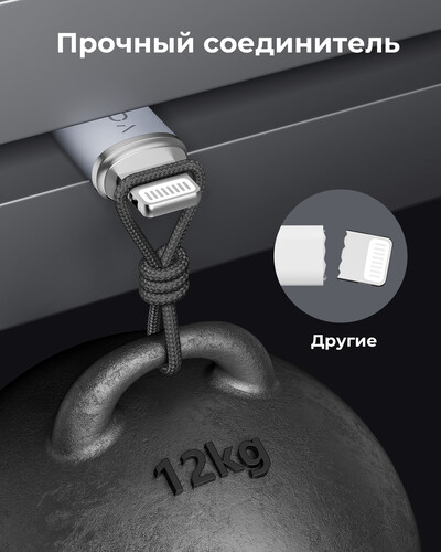 Купить Кабель круглый VOLTME Lightning 8-pin - USB 2.0 Type-A серый 1.2 м  9210954. Характеристики, отзывы и цены в Донецке