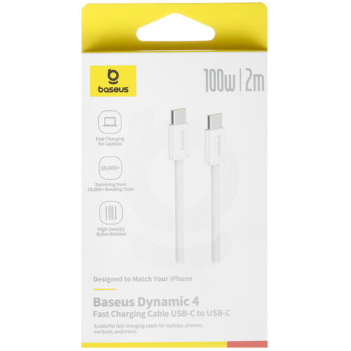 Купить Кабель круглый Baseus USB Type-C - USB Type-C белый 2 м  5627604. Характеристики, отзывы и цены в Донецке