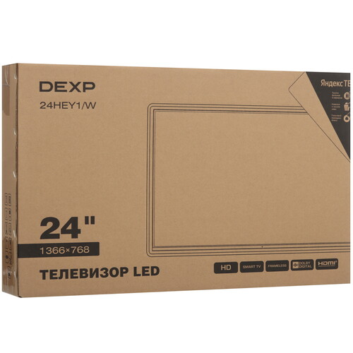 Купить 24" (61 см) Телевизор DEXP 24HEY1 белый  5488556. Характеристики, отзывы и цены в Донецке