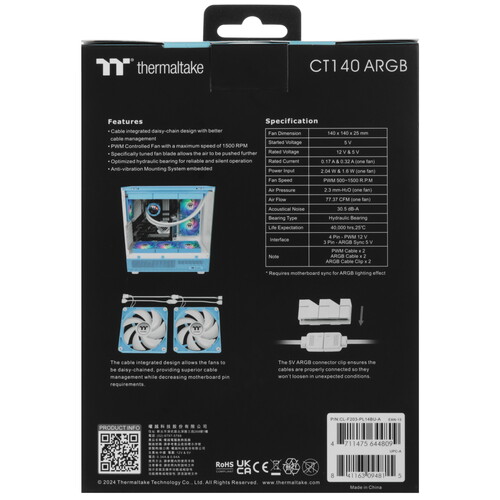 Купить Комплект вентиляторов Thermaltake CT140 ARGB Hydrangea Blue  5486446. Характеристики, отзывы и цены в Донецке