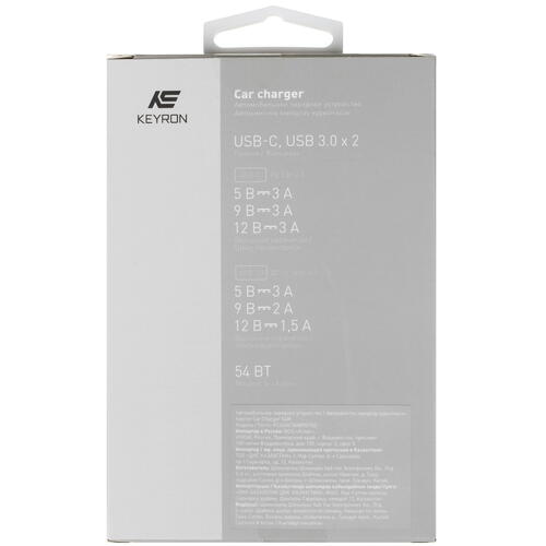 Купить Автомобильное ЗУ KEYRON KCU2AC54WPD15S серый  5022486. Характеристики, отзывы и цены в Донецке