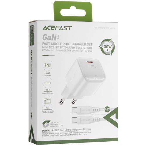 Купить Сетевое зарядное устройство ACEFAST A77 mini белый  9096533. Характеристики, отзывы и цены в Донецке