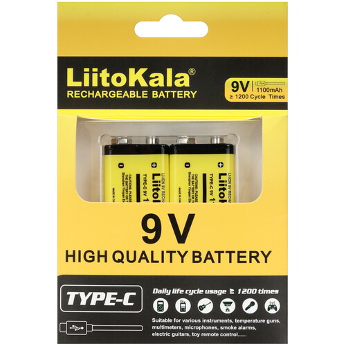Купить Аккумулятор LiitoKala Type C 9V 1100 мА*ч  9212359. Характеристики, отзывы и цены в Донецке