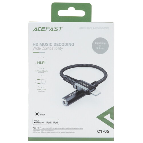 Купить Кабель   ACEFAST Lightning - jack 3.5 мм черный  5454873. Характеристики, отзывы и цены в Донецке