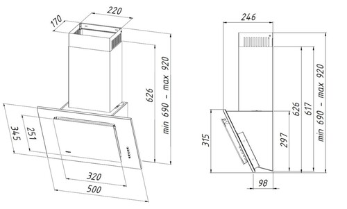 Купить Вытяжка наклонная Akpo WK-4 Optima 3.0 черный/черный  9235616. Характеристики, отзывы и цены в Донецке