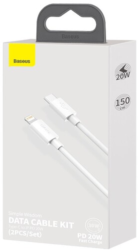 Купить Кабель круглый Baseus Lightning 8-pin - USB Type-C белый 1.5 м  5627693. Характеристики, отзывы и цены в Донецке
