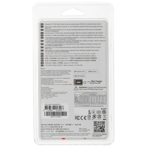 Купить 512 ГБ 2.5" SATA накопитель Apacer AS350 PANTHER [AP512GAS350-1]  5457056. Характеристики, отзывы и цены в Донецке
