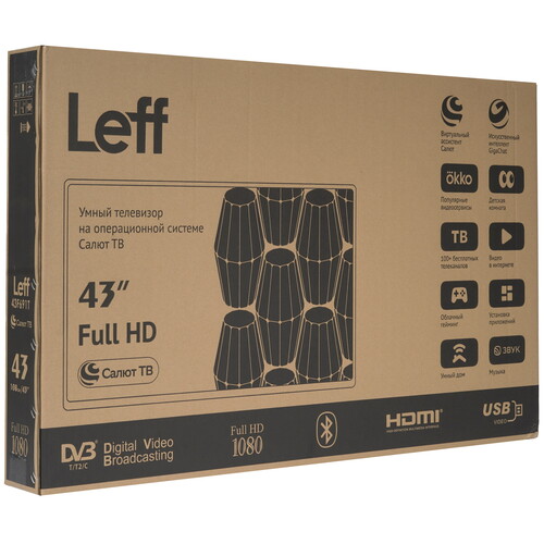 Купить 43" (108 см) Телевизор Leff 43F691T белый  9229062. Характеристики, отзывы и цены в Донецке