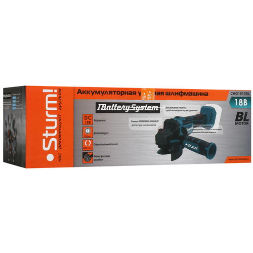 Купить Углошлифовальная машина (УШМ) Sturm! CAG1812BL 1BatterySystem 18V  , Без ЗУ, Без АКБ  9935658. Характеристики, отзывы и цены в Донецке