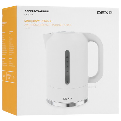 Купить Электрочайник DEXP EK-P18W белый  9051405. Характеристики, отзывы и цены в Донецке