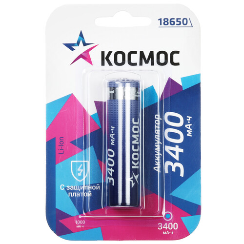 Купить Аккумулятор КОСМОС 18650Li-ion34PBL1 3400 мА*ч  9117633. Характеристики, отзывы и цены в Донецке